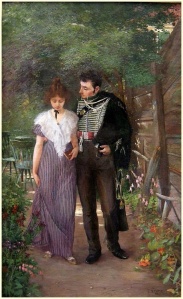 "Flirtation in the Garden" by Ludwig Stutz, 1897