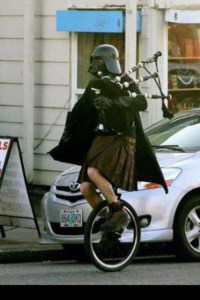 Vader bagpipe kilt unicycle