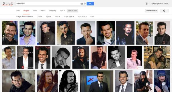 Google Image Search for Oded Fehr, using the search tools to make sure I'm getting larger/higher quality images (click for full-size image)