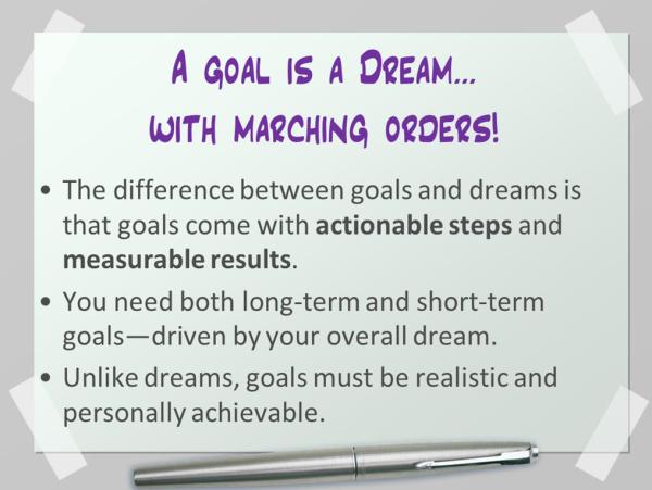 Dreams vs. Goals: Give Your Writing Dreams Marching Orders | KayeDacus.com